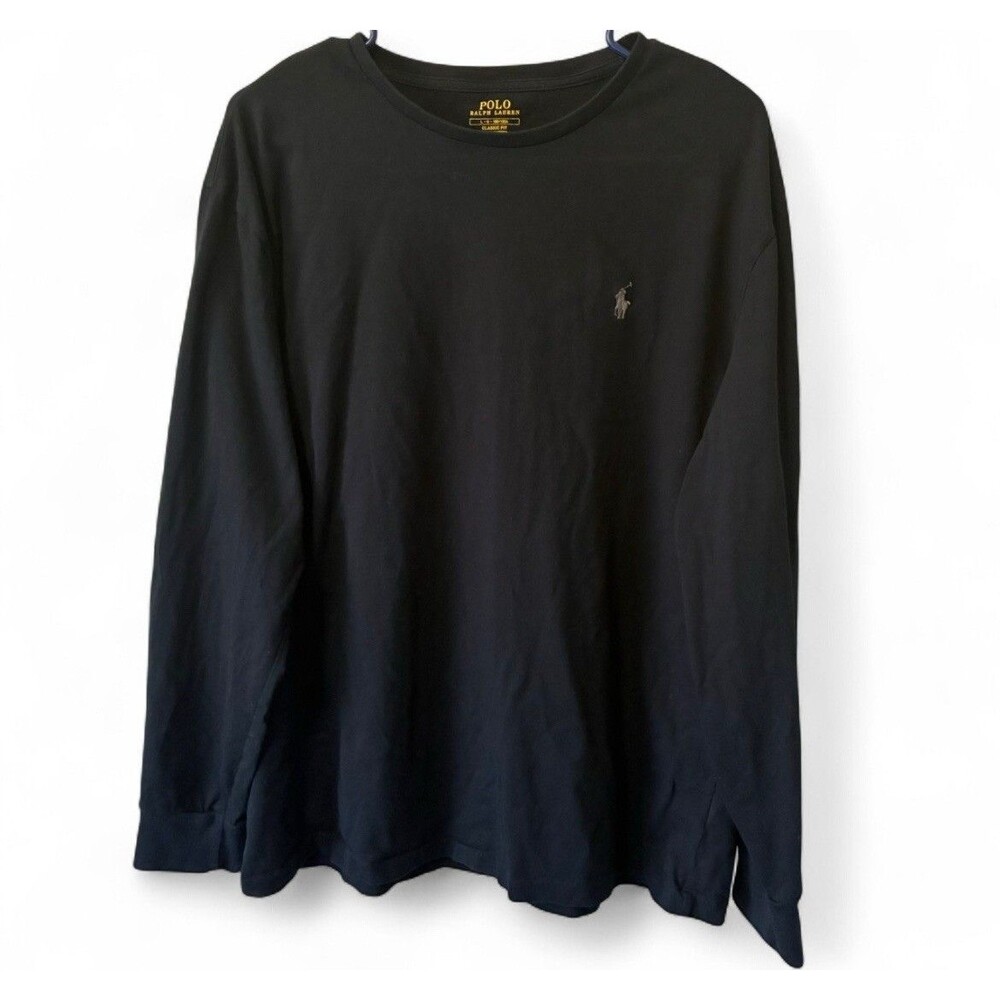 Polo Ralph Lauren Long Sleeve Crew Neck Men Large Black Shirt Minimalist Classic